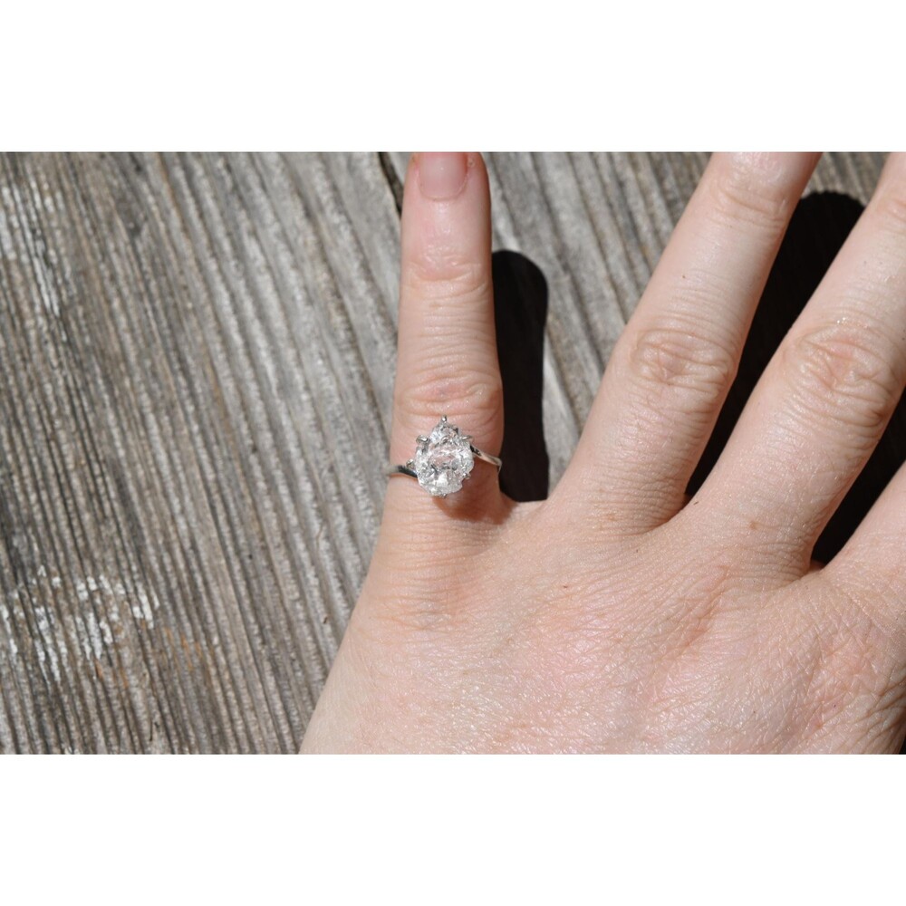 Lake County Diamond Engagement Ring, Handmade Sterling Silver Band, Raw Stone Je